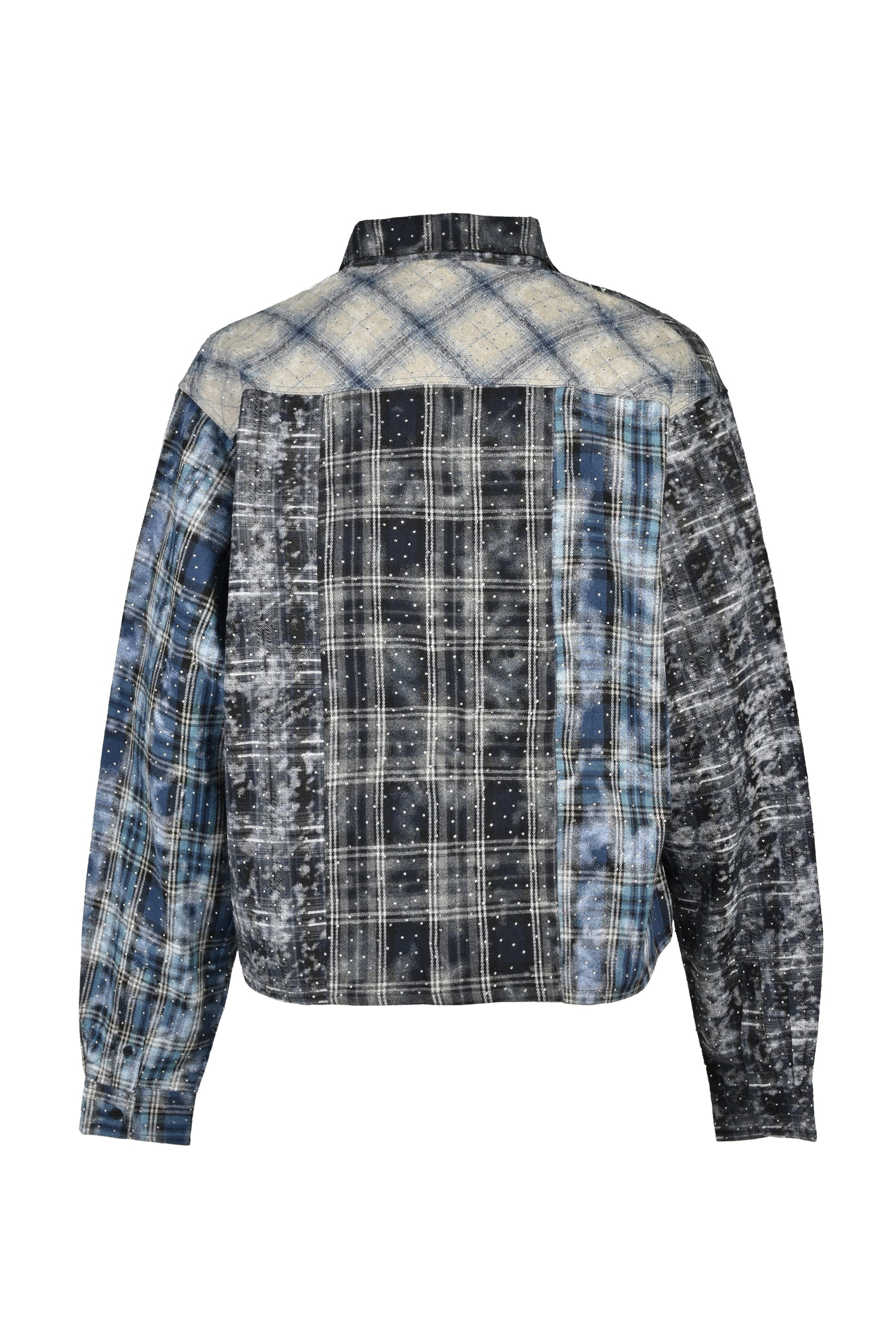 RHINESTONE CRAZY CHECK SHIRT / BLU