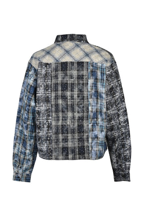 RHINESTONE CRAZY CHECK SHIRT / BLU