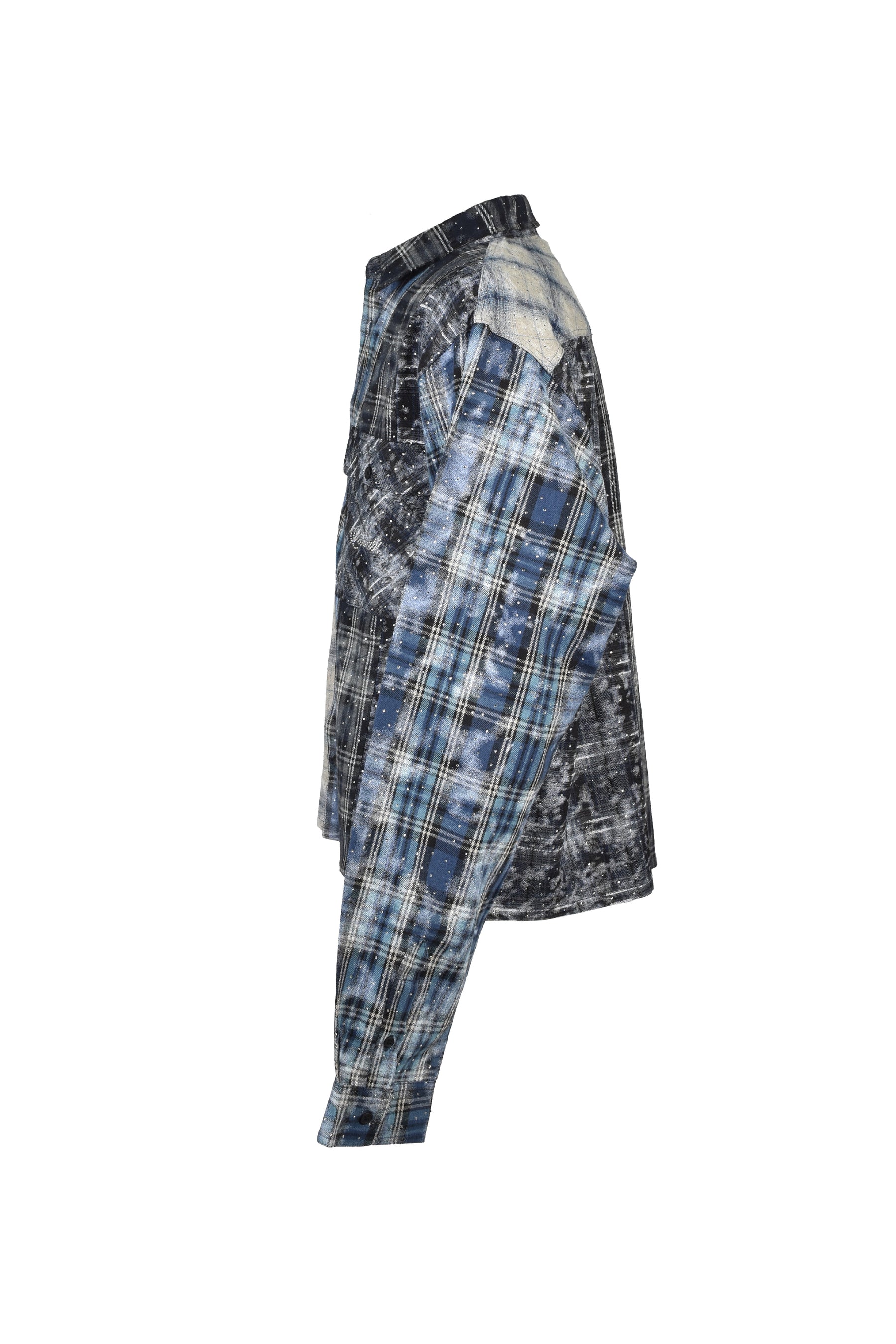 RHINESTONE CRAZY CHECK SHIRT / BLU