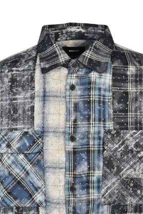 RHINESTONE CRAZY CHECK SHIRT / BLU