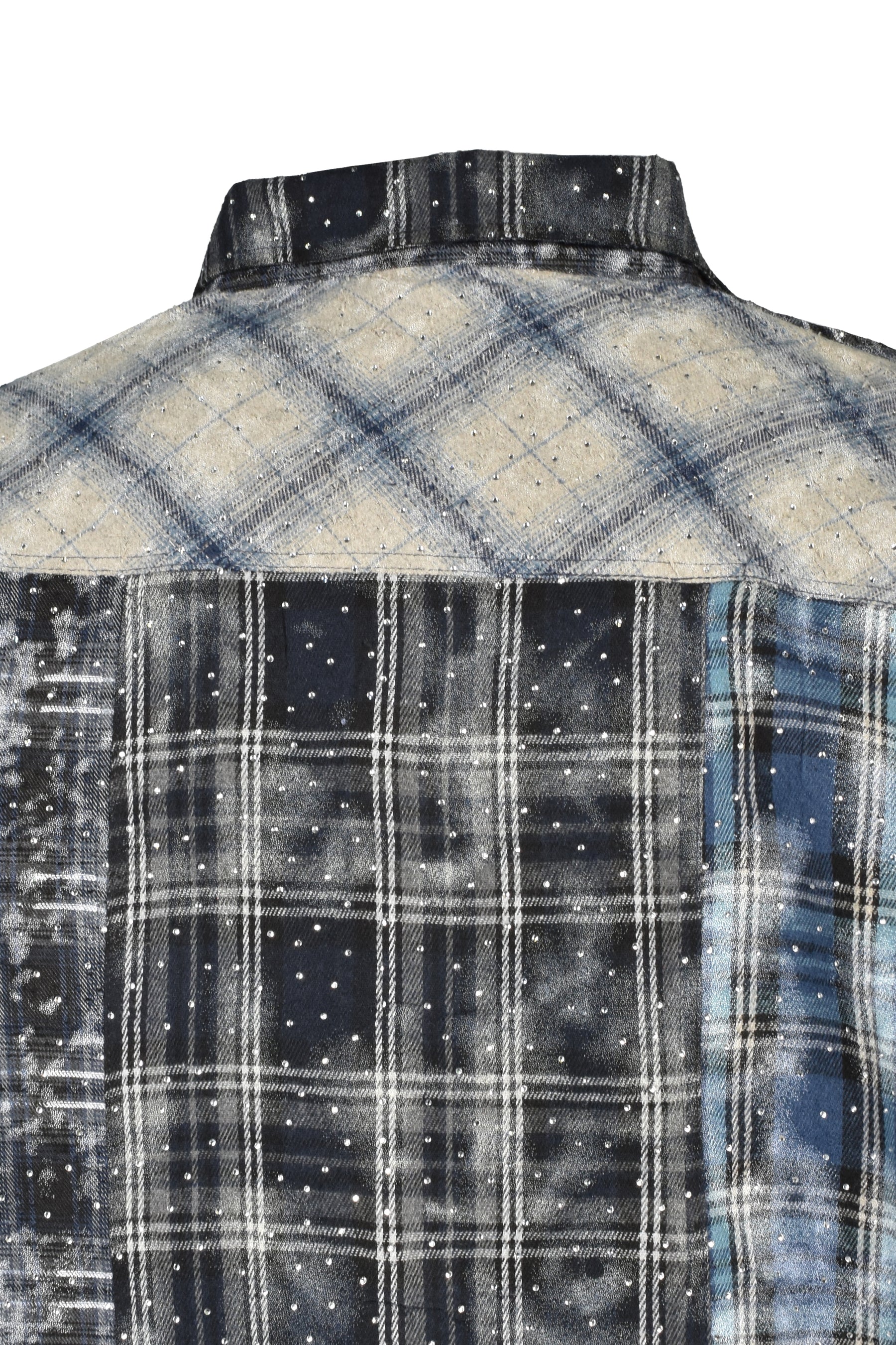 RHINESTONE CRAZY CHECK SHIRT / BLU