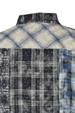 RHINESTONE CRAZY CHECK SHIRT / BLU