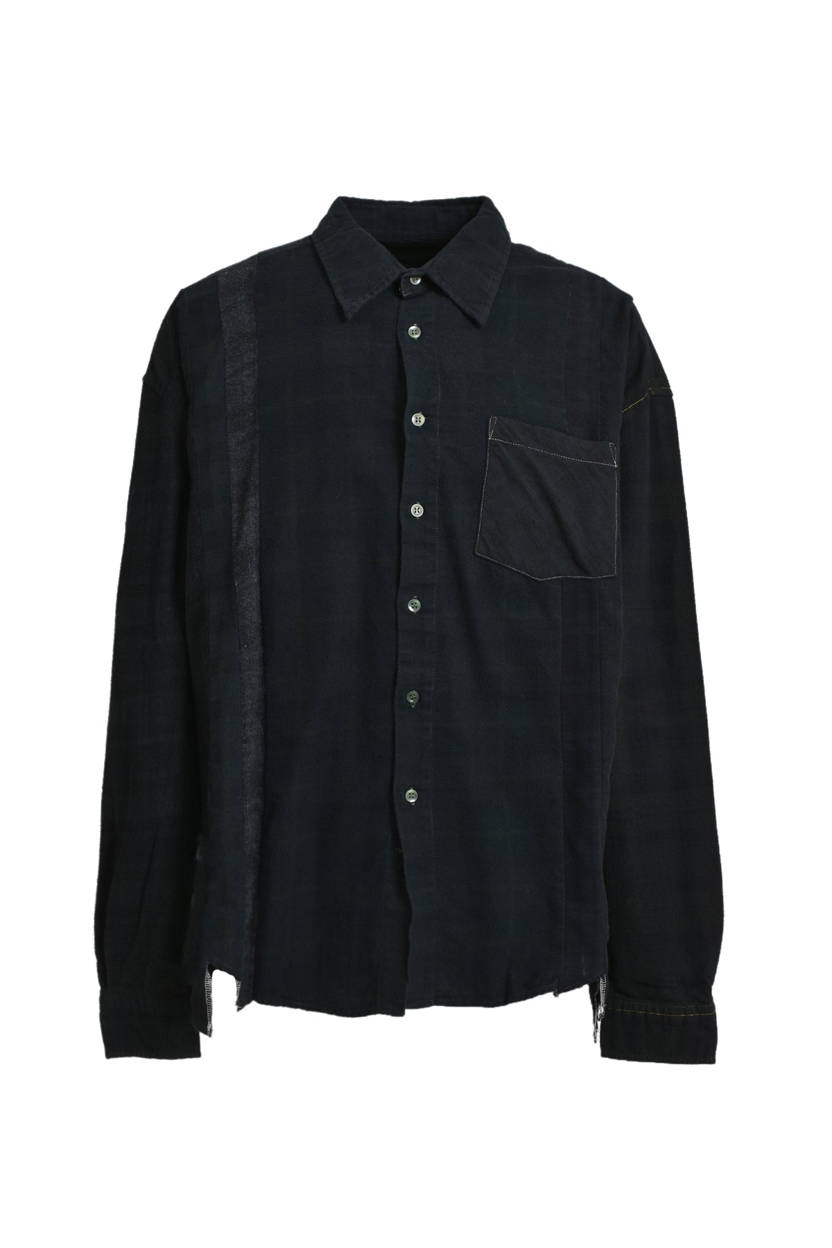 FLANNEL SHIRT -> 7 CUTS WIDE SHIRT / OVER DYE / E-BLACK