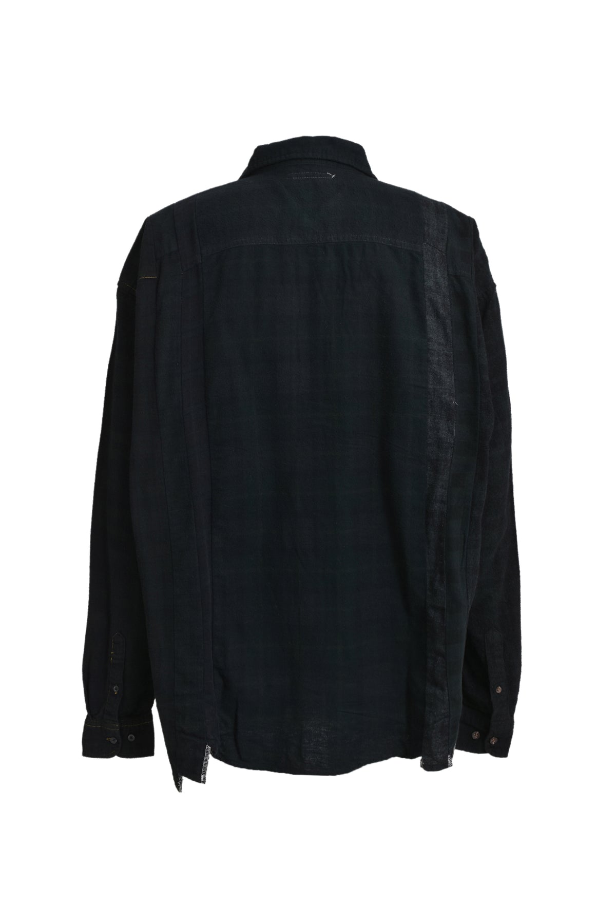 FLANNEL SHIRT -> 7 CUTS WIDE SHIRT / OVER DYE / E-BLACK