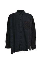 FLANNEL SHIRT -> 7 CUTS WIDE SHIRT / OVER DYE / E-BLACK