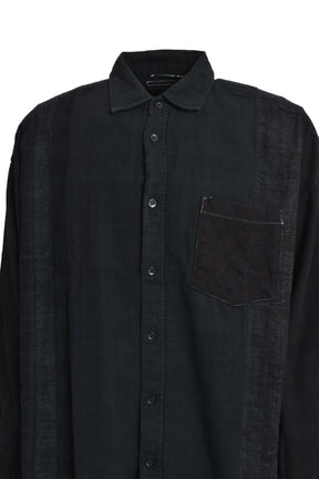 FLANNEL SHIRT -> 7 CUTS WIDE SHIRT / OVER DYE / E-BLACK