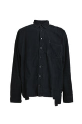 FLANNEL SHIRT -> 7 CUTS WIDE SHIRT / OVER DYE / E-BLACK