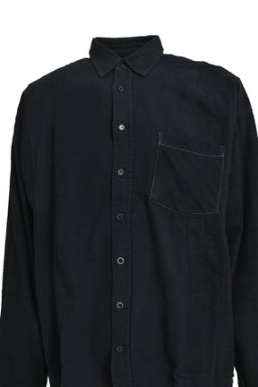 FLANNEL SHIRT -> 7 CUTS WIDE SHIRT / OVER DYE / E-BLACK