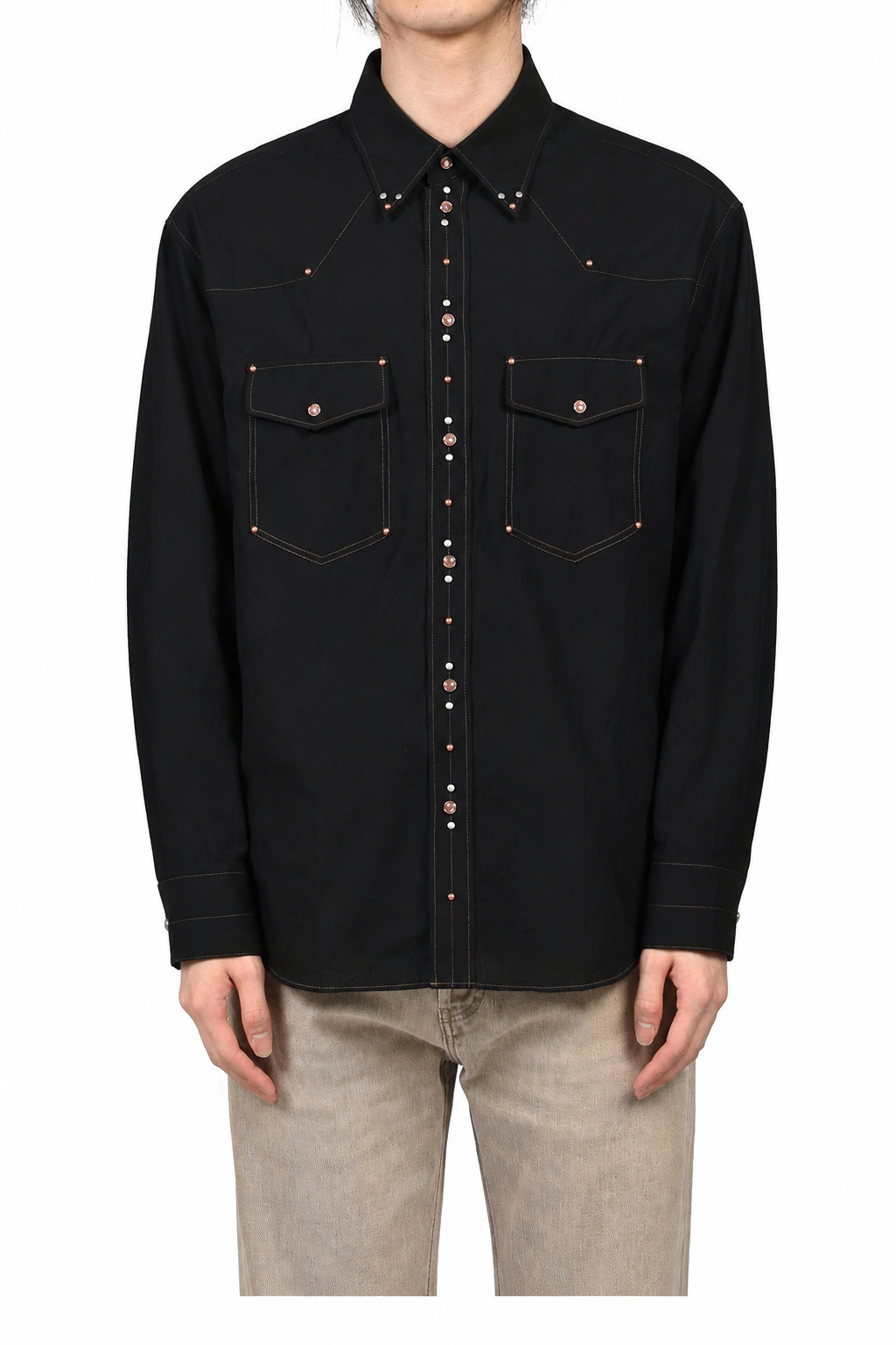 SHIRT WITH STUDS / BLK