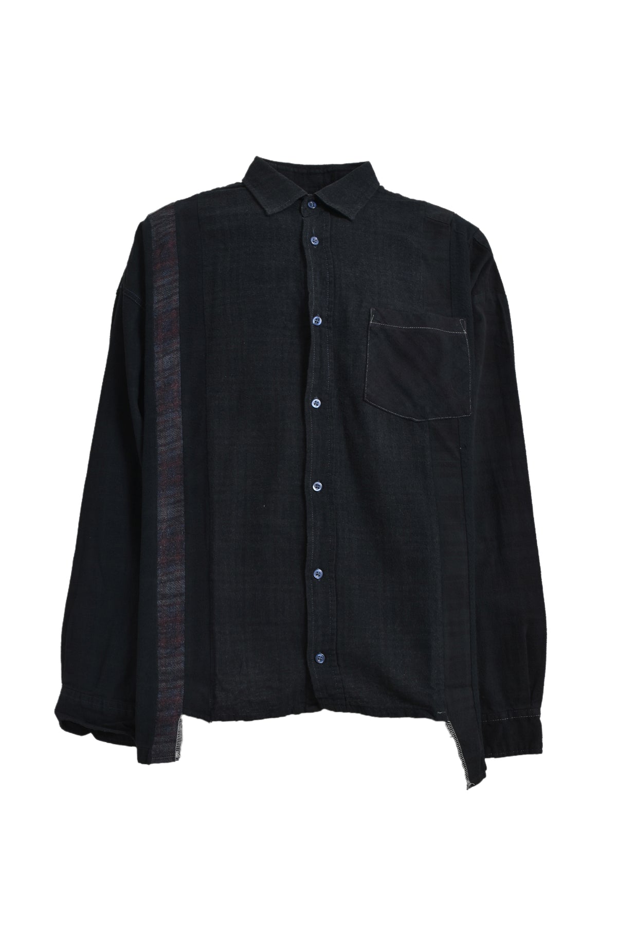 FLANNEL SHIRT -> 7 CUTS WIDE SHIRT / OVER DYE / E-BLACK