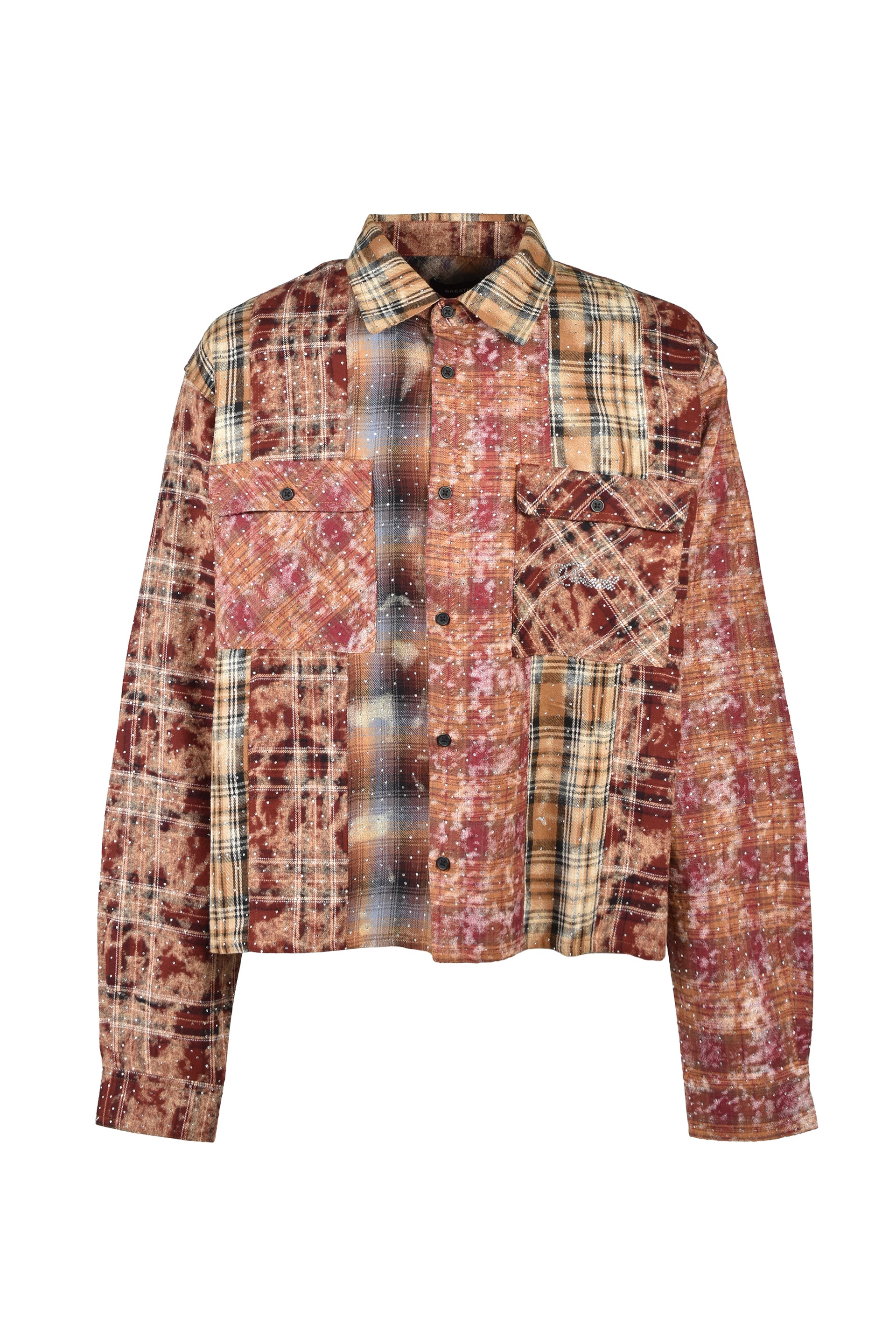 RHINESTONE CRAZY CHECK SHIRT / RED