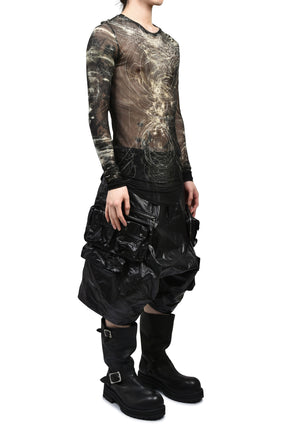 LAMINATED CLOTH PANTS / BLK