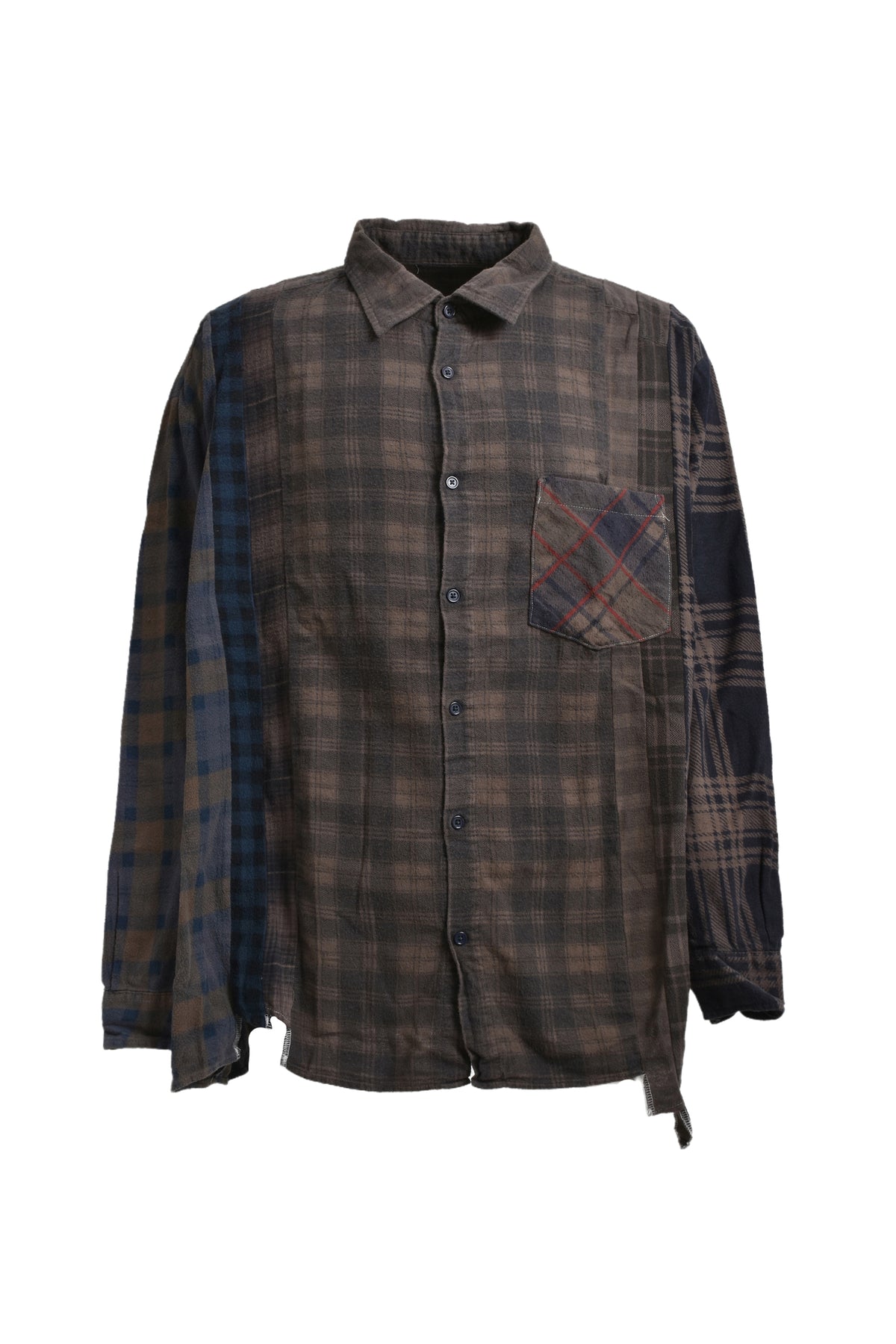 FLANNEL SHIRT -> 7 CUTS WIDE SHIRT / OVER DYE / C-BROWN