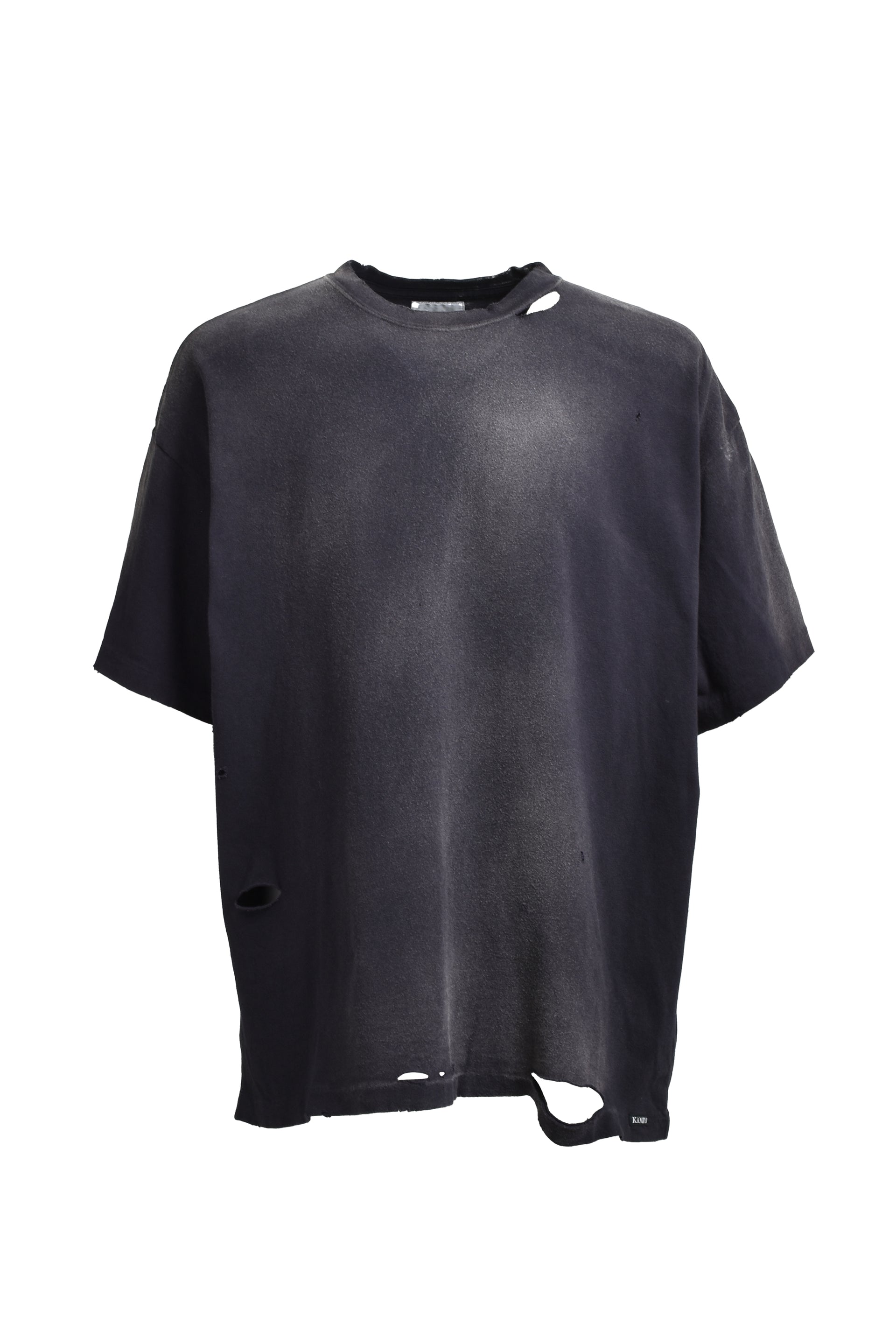 KAMIYA “KMY-SNAKE" DISTRESSED TEE / BLK