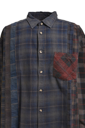 FLANNEL SHIRT -> 7 CUTS WIDE SHIRT / OVER DYE / C-BROWN