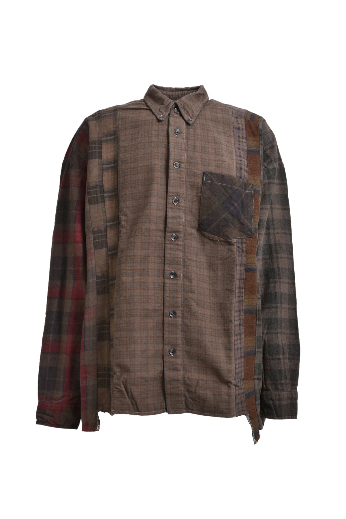 FLANNEL SHIRT -> 7 CUTS WIDE SHIRT / OVER DYE / C-BROWN