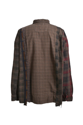 FLANNEL SHIRT -> 7 CUTS WIDE SHIRT / OVER DYE / C-BROWN