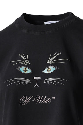 BLING CAT FACE CROP TEE / BLK MULTICOLO