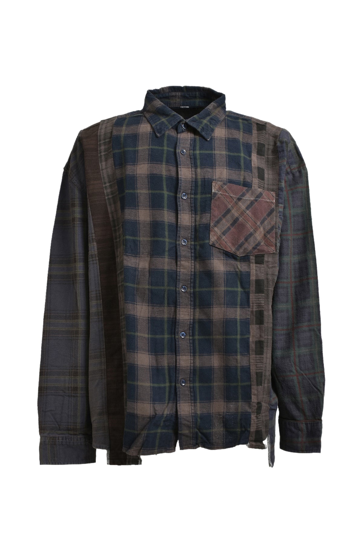 FLANNEL SHIRT -> 7 CUTS WIDE SHIRT / OVER DYE / C-BROWN