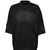 FAUX LEATHER PATCH MESH TEE / BLK