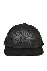 FAUX LEATHER PATCH MESH CAP / BLK