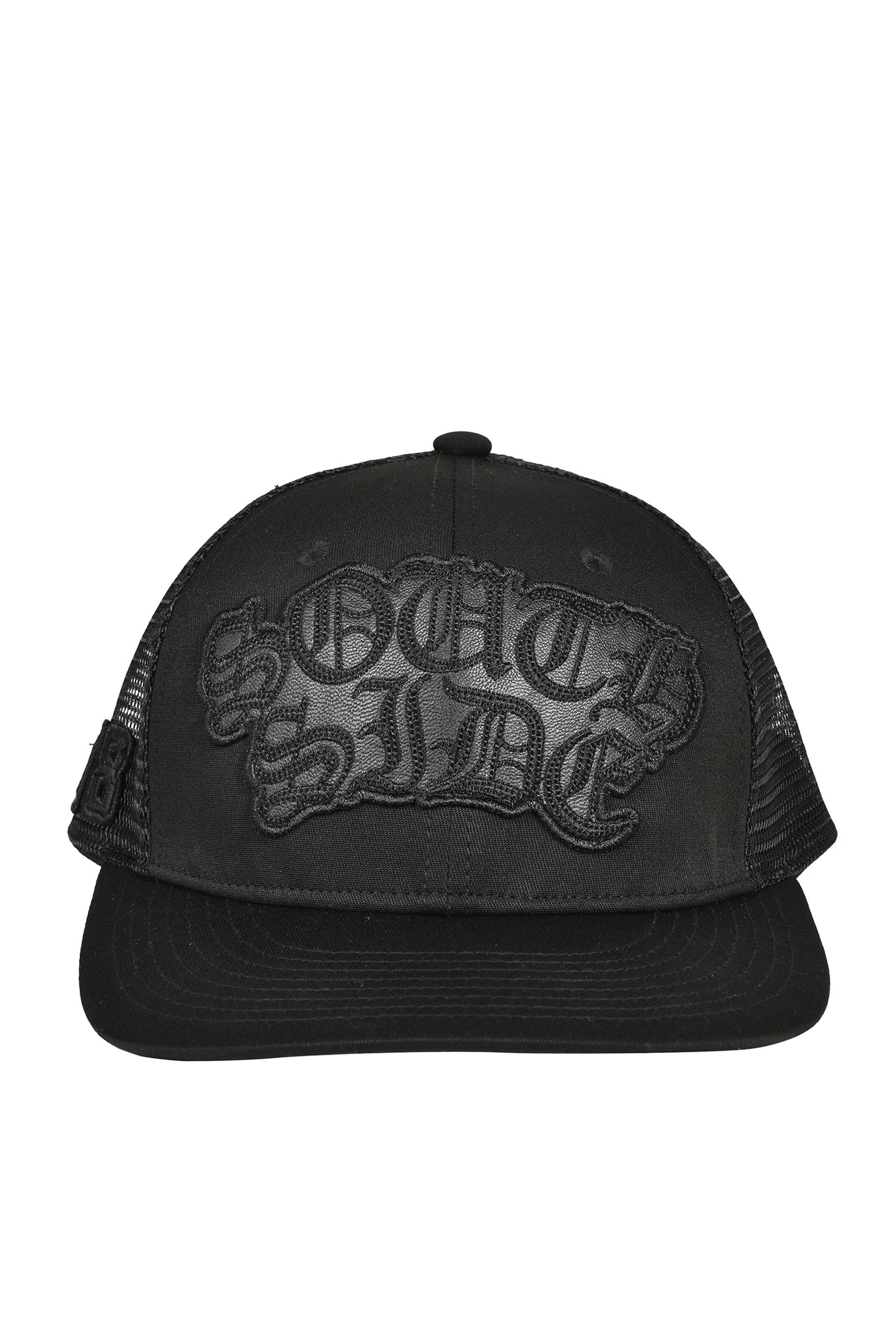 FAUX LEATHER PATCH MESH CAP / BLK