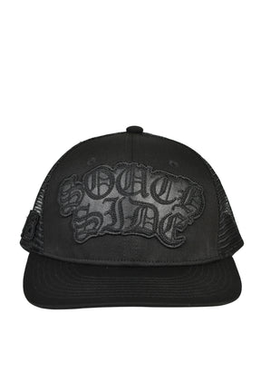 FAUX LEATHER PATCH MESH CAP / BLK