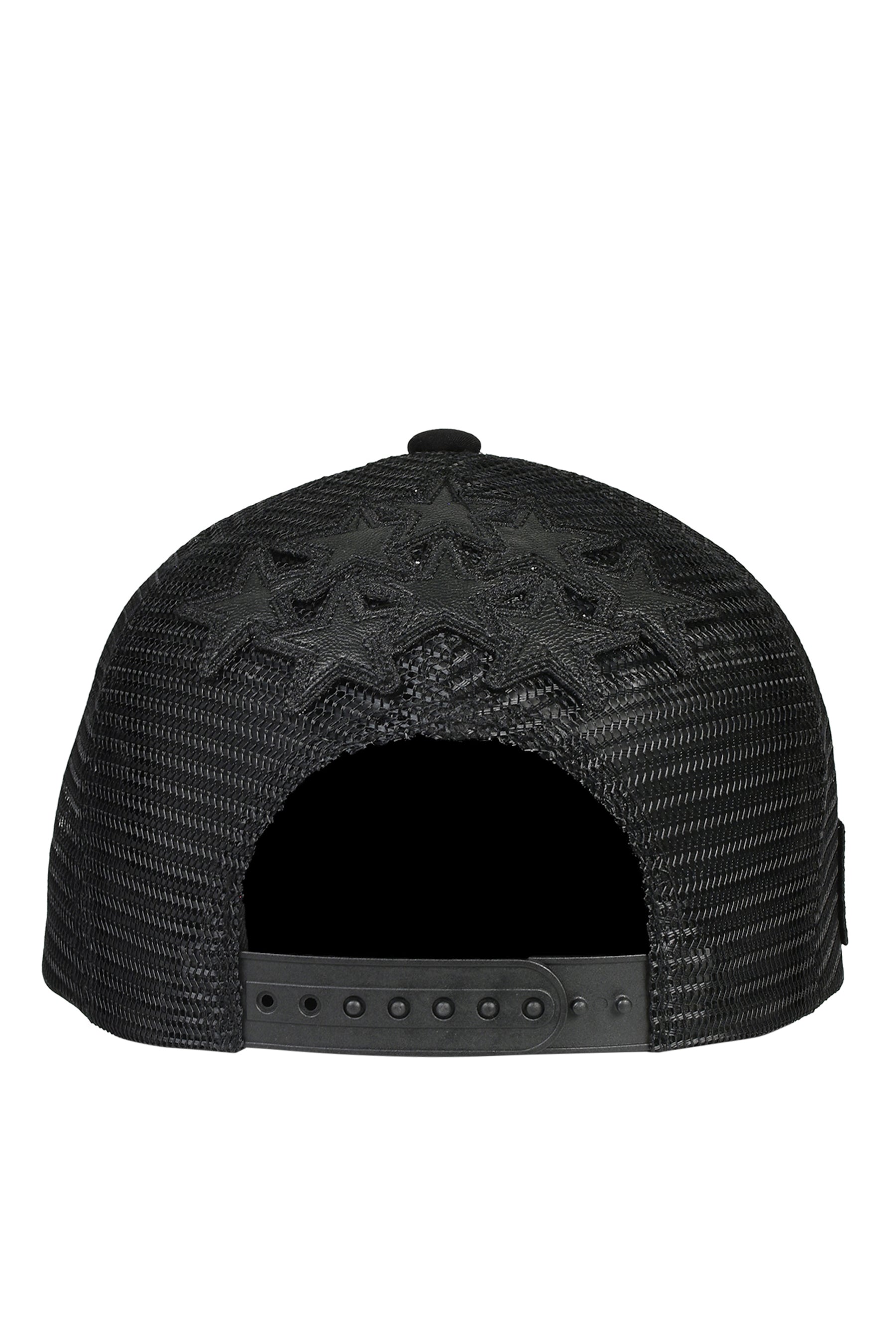 FAUX LEATHER PATCH MESH CAP / BLK