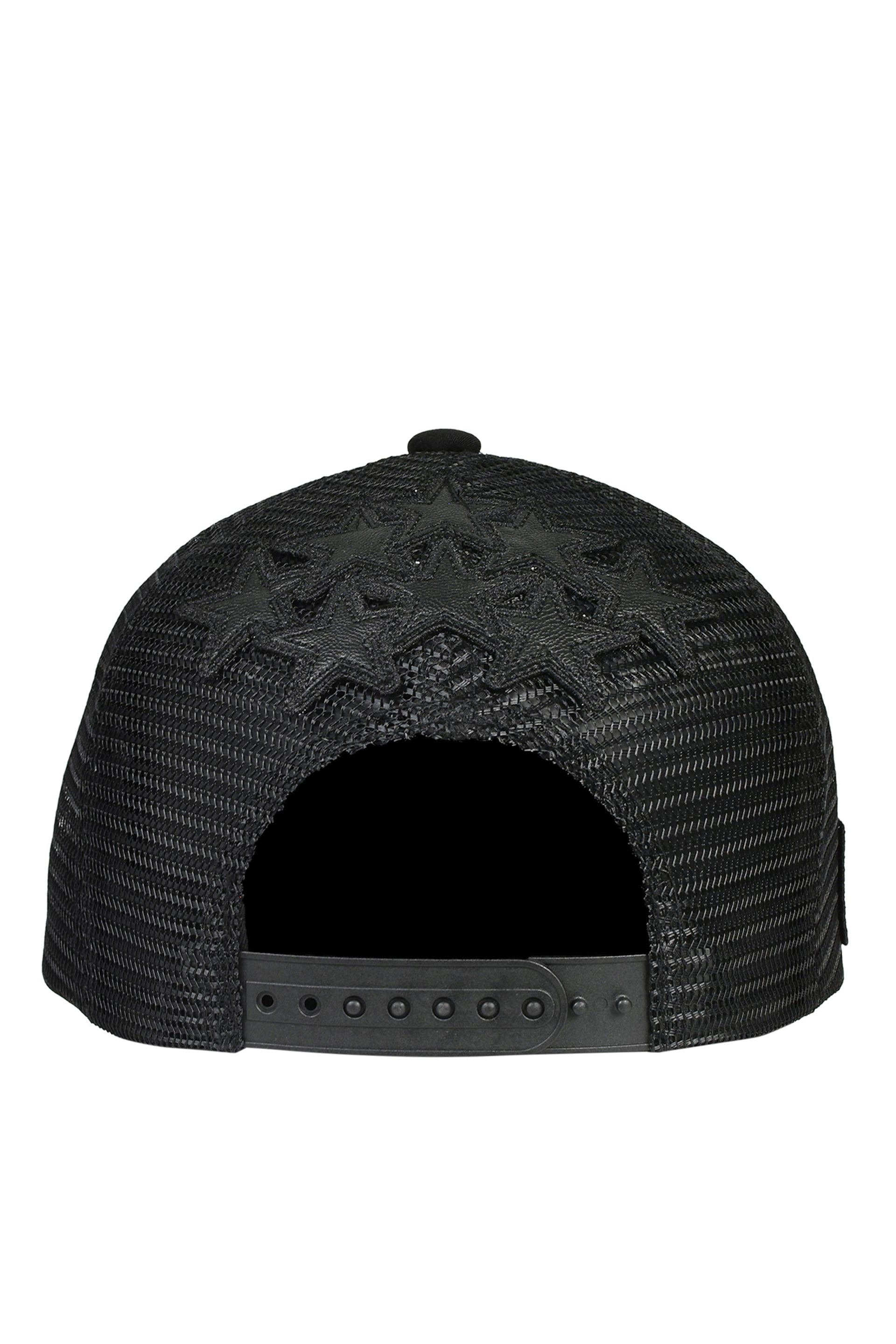 FAUX LEATHER PATCH MESH CAP / BLK