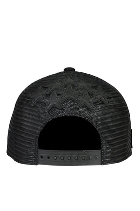 FAUX LEATHER PATCH MESH CAP / BLK