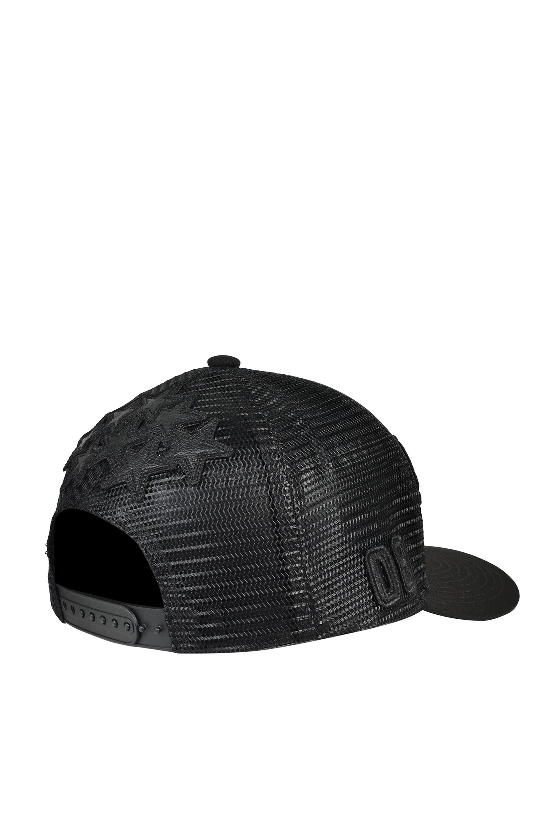 FAUX LEATHER PATCH MESH CAP / BLK