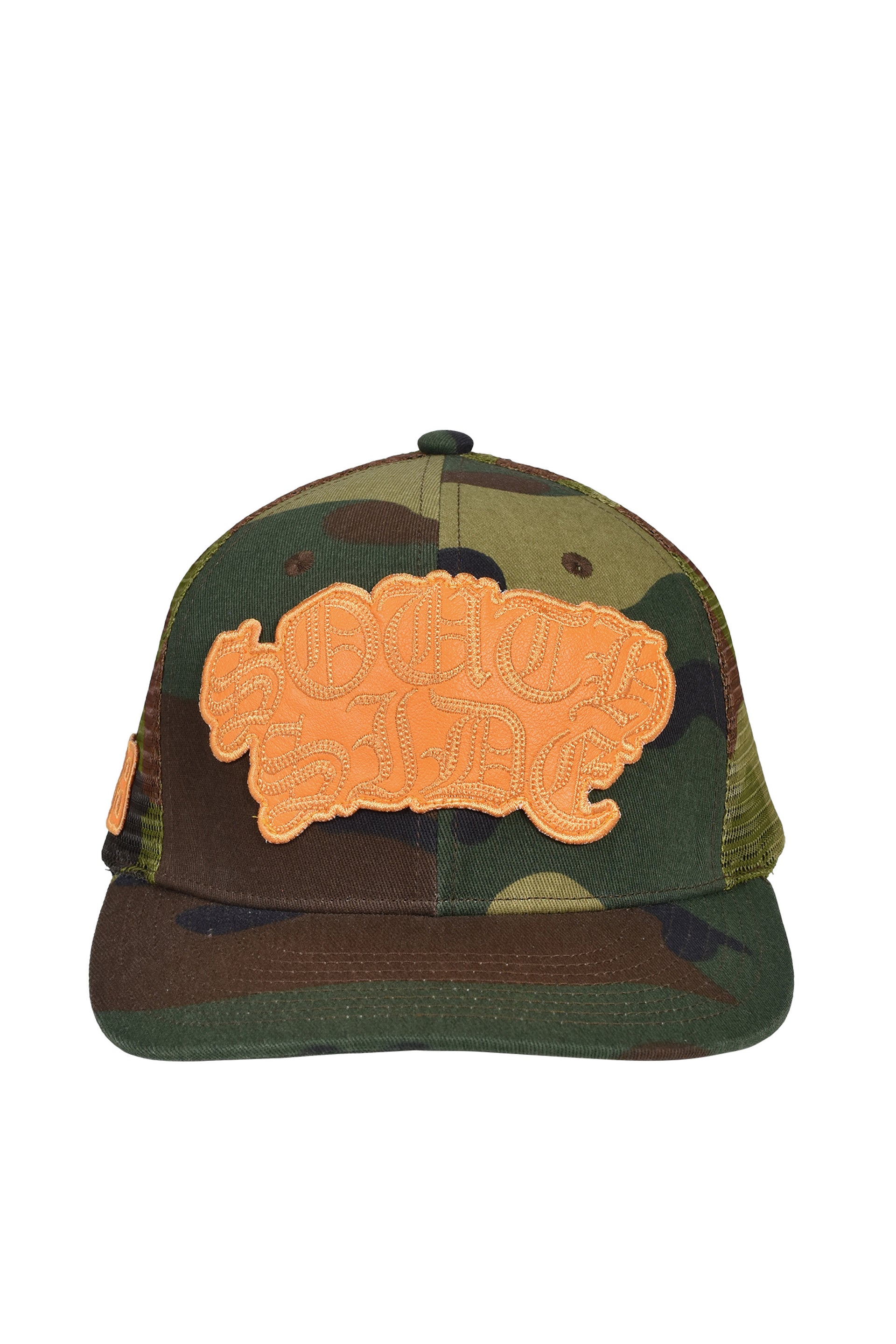 FAUX LEATHER PATCH MESH CAP / CAMO