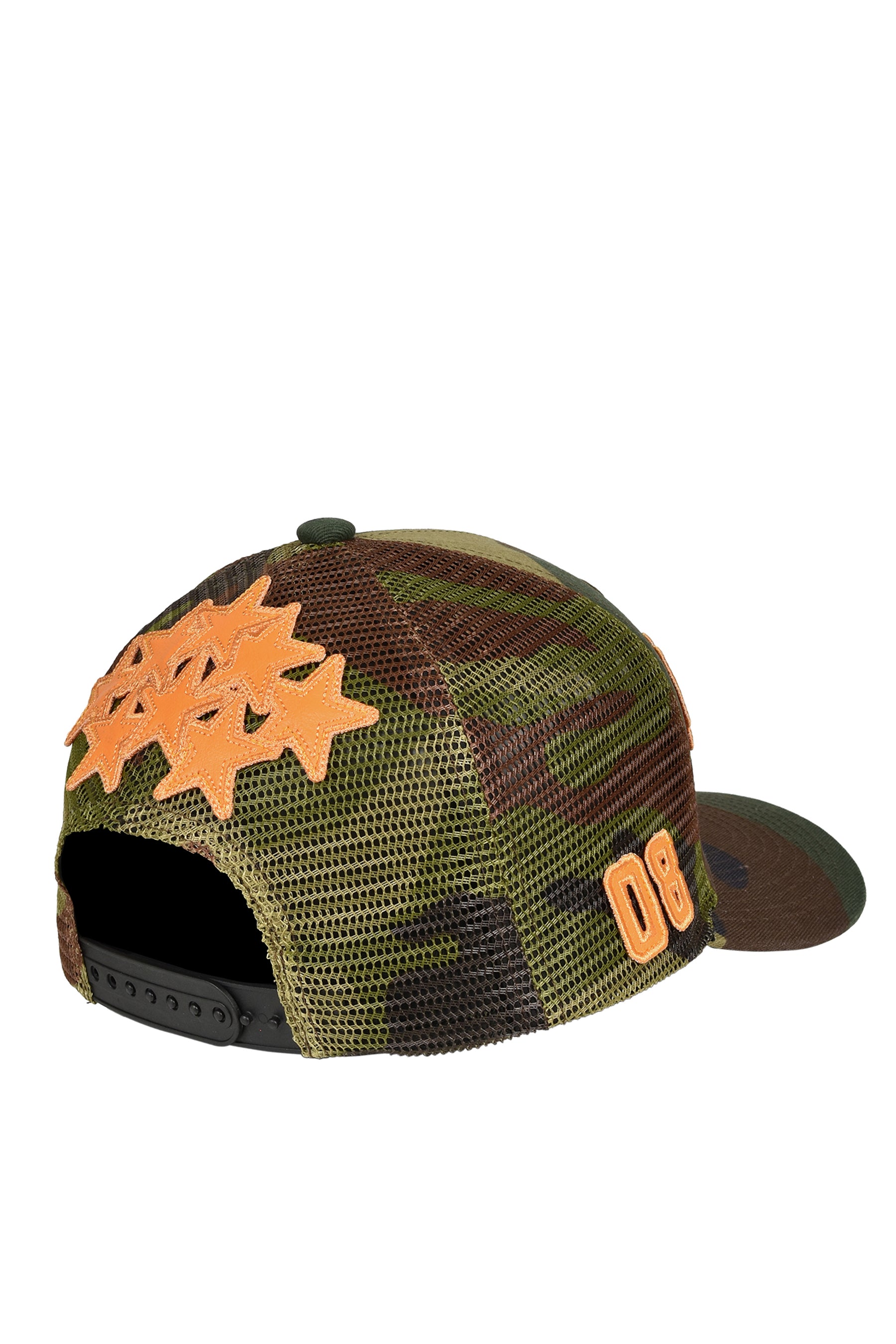 FAUX LEATHER PATCH MESH CAP / CAMO