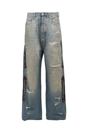 BONES STUDDED BAGGY JEAN / DRIFTWOOD BLUE