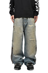 BONES STUDDED BAGGY JEAN / DRIFTWOOD BLUE