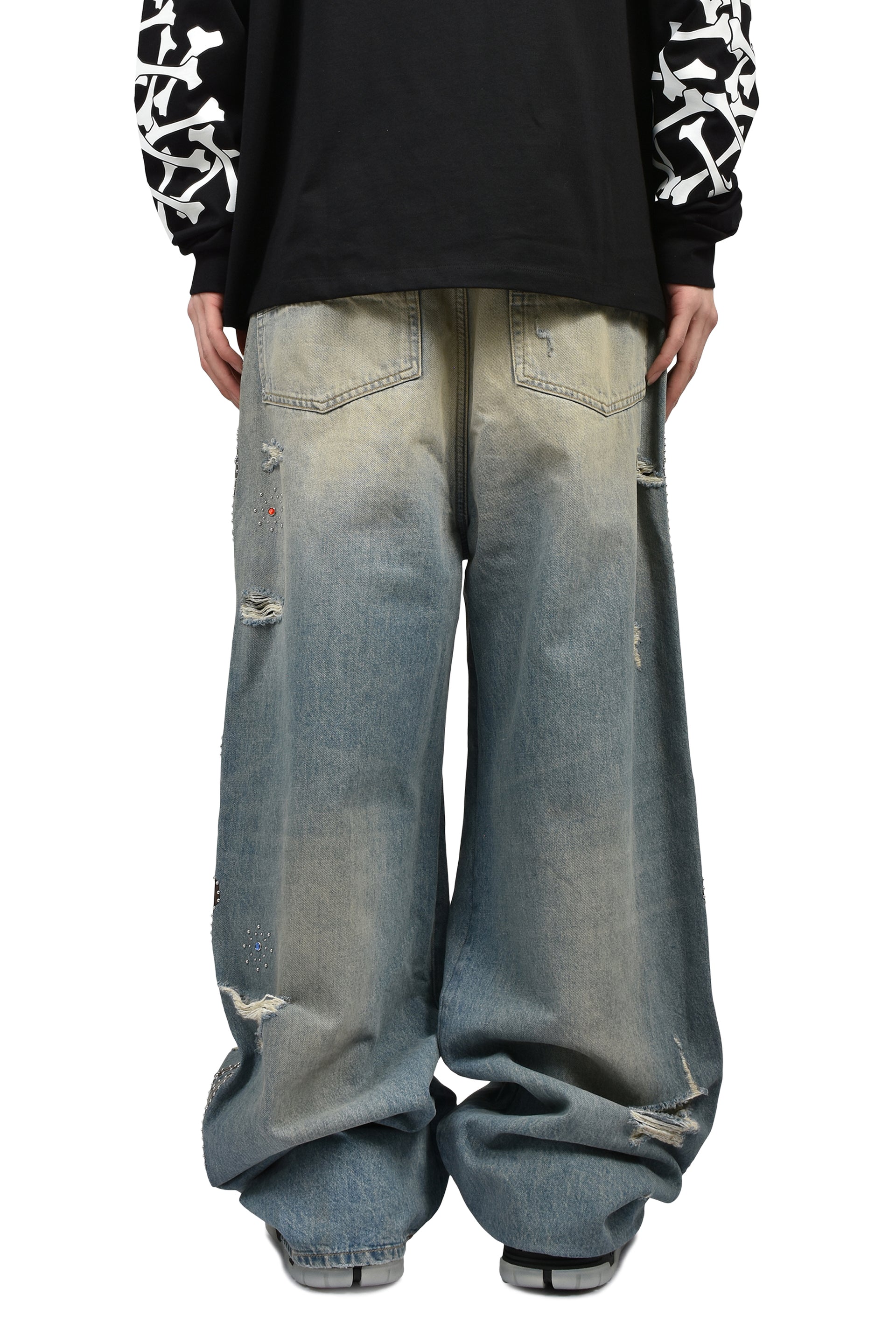 BONES STUDDED BAGGY JEAN / DRIFTWOOD BLUE