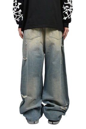 BONES STUDDED BAGGY JEAN / DRIFTWOOD BLUE