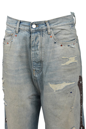 BONES STUDDED BAGGY JEAN / DRIFTWOOD BLUE