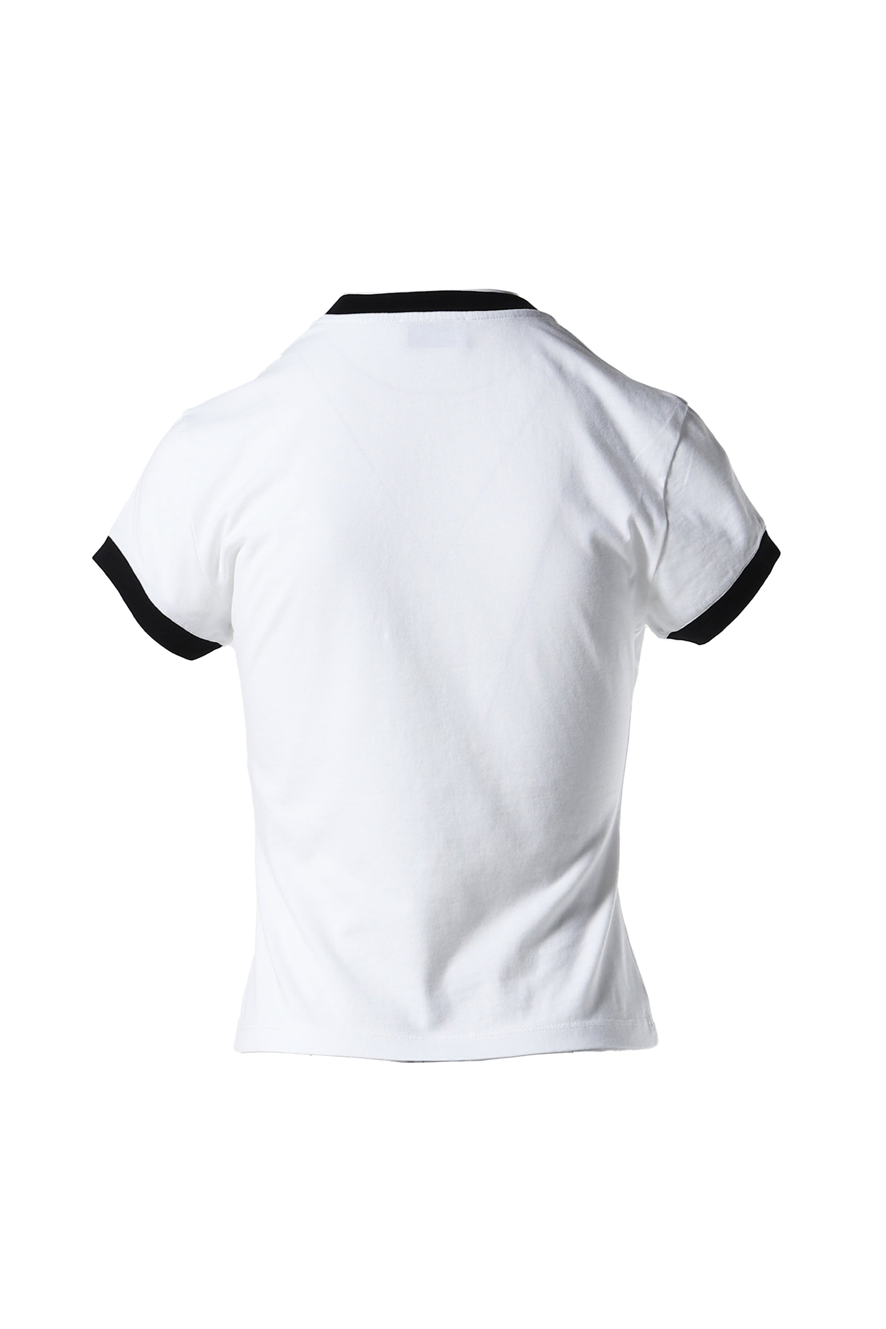 EMBR SCRIPT TYPE FITTED TEE / WHT BLK