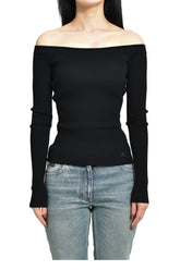 OFF SHOULDER RIB KNIT TOP / BLK