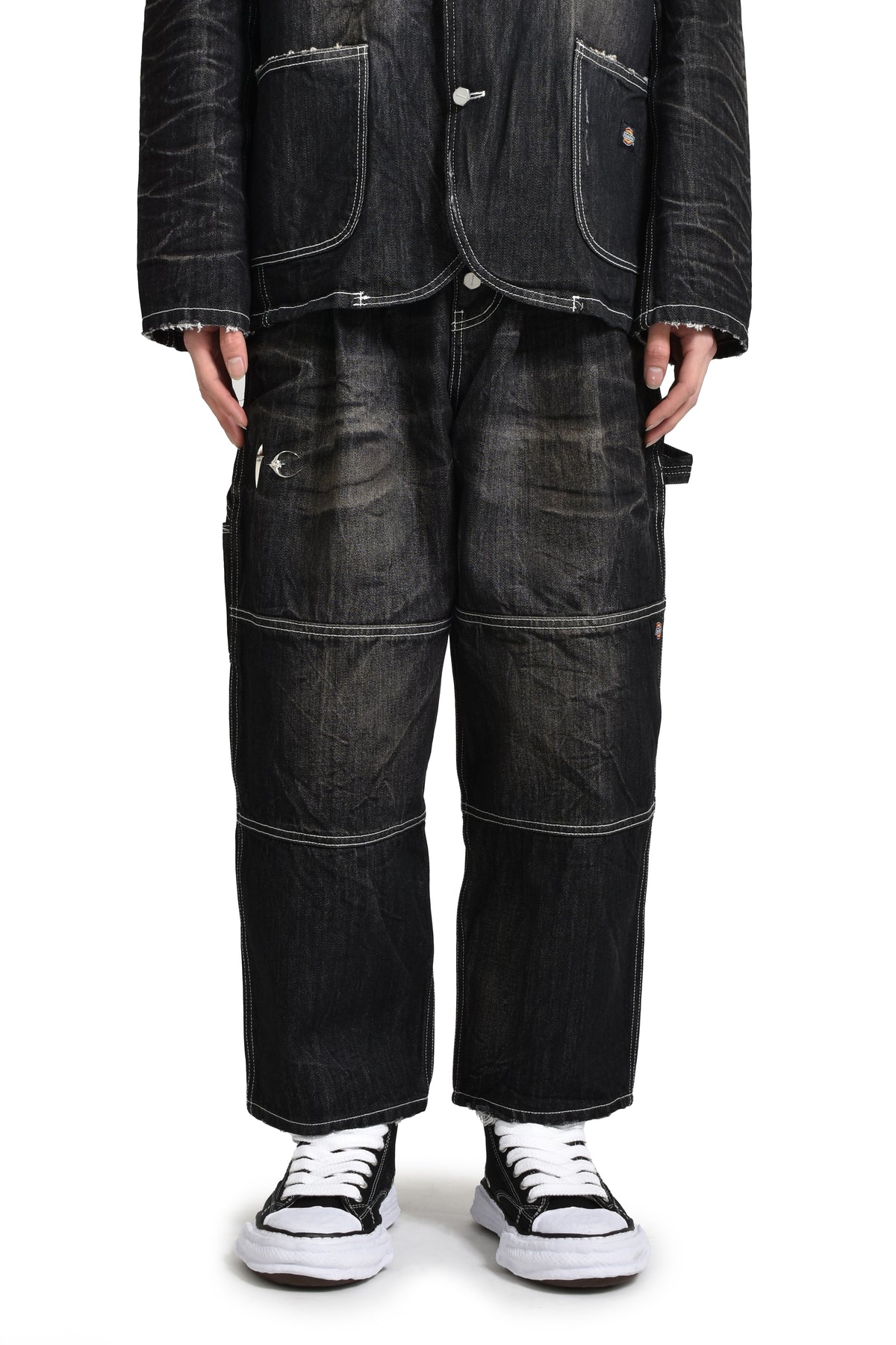 DOUBLE KNEE DENIM PANTS / BLK