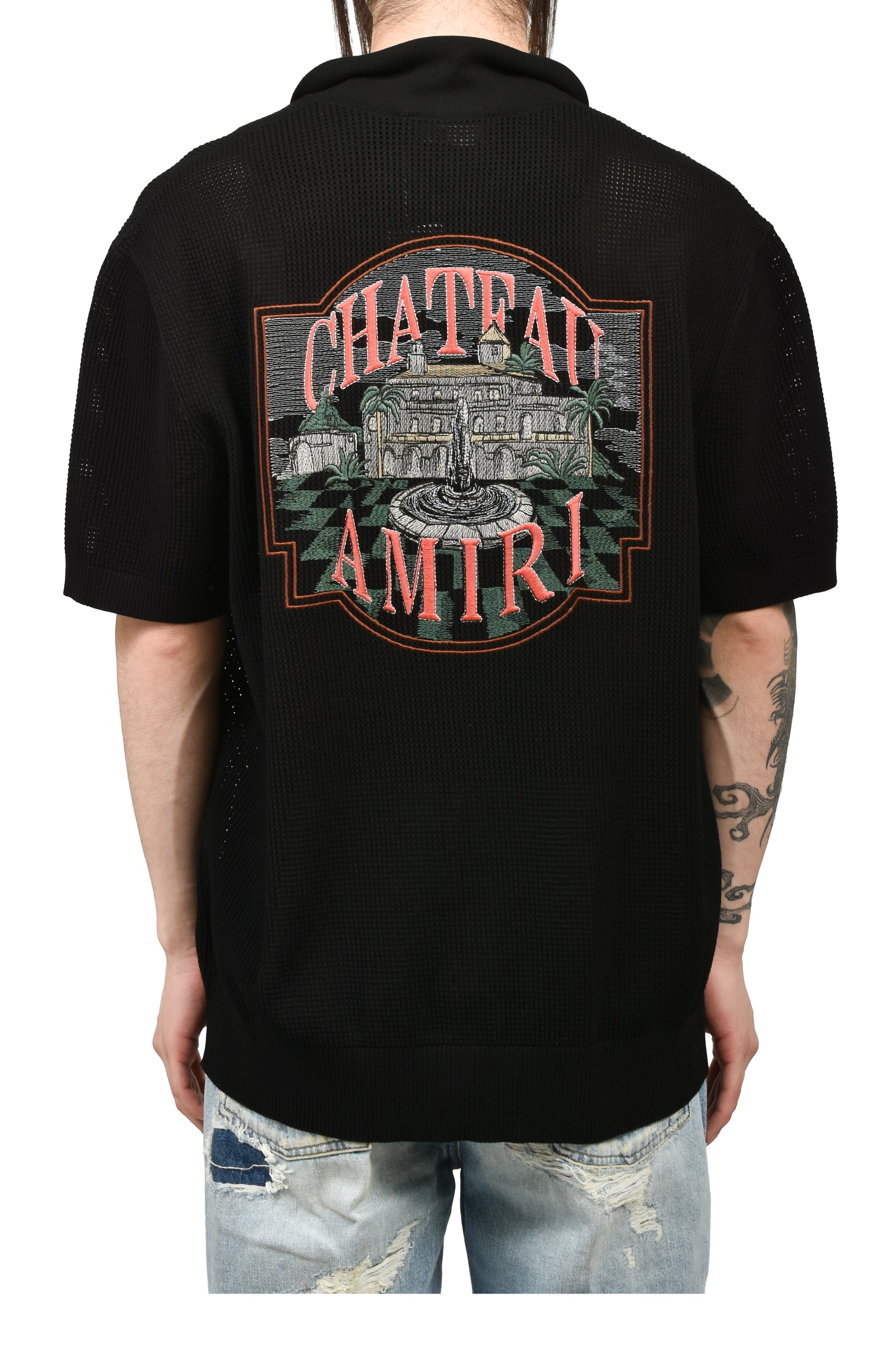CHATEAU AMIRI CROCHET OS SHIRT / BLK
