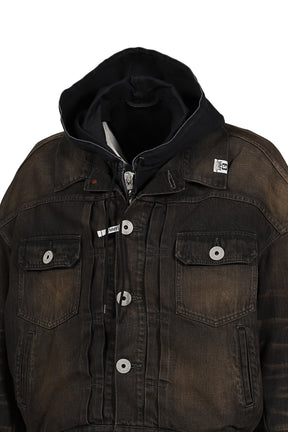 LAYERED DENIM JACKET / BLK