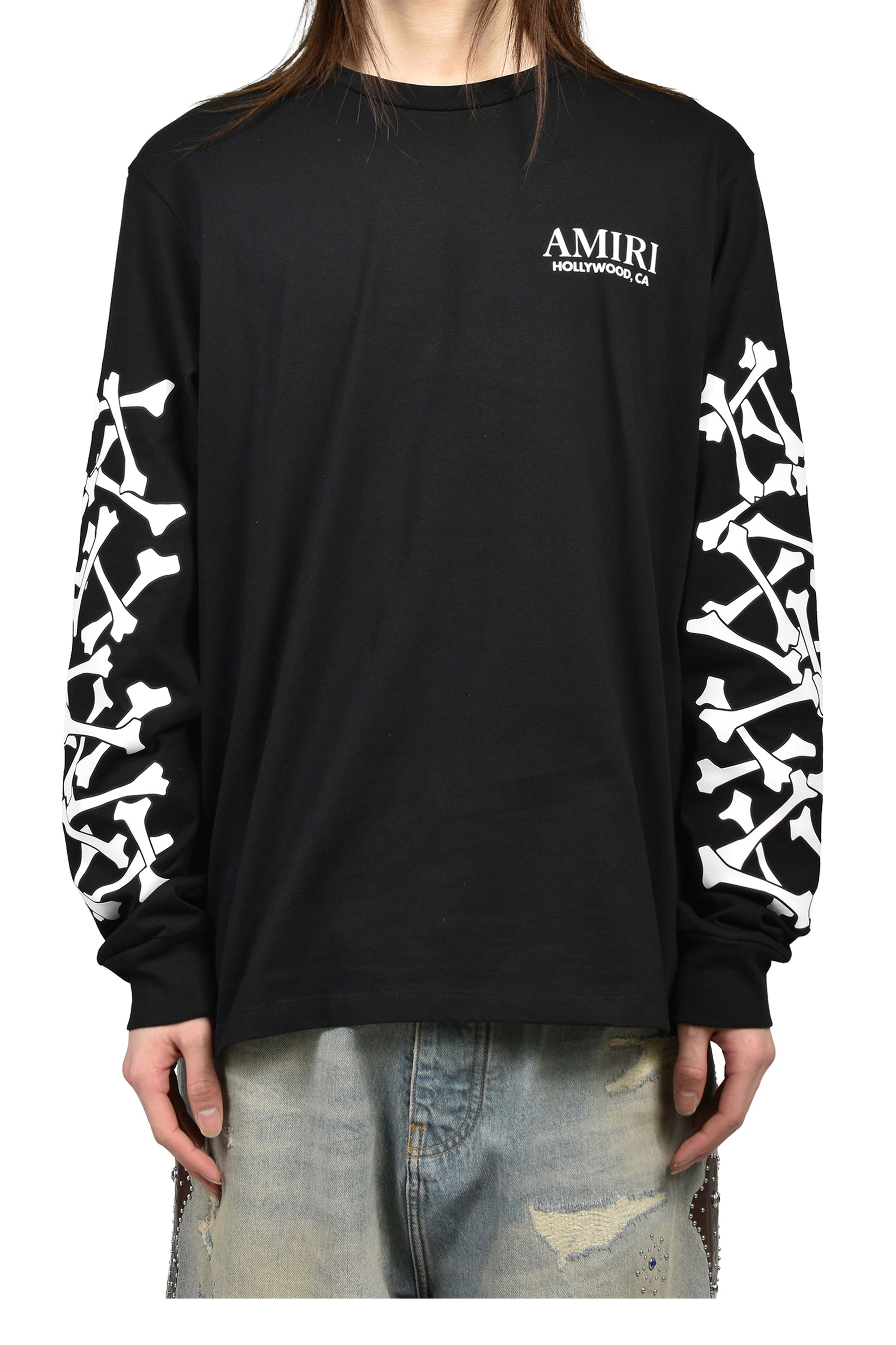 BONES STACKED L/S TEE / BLK
