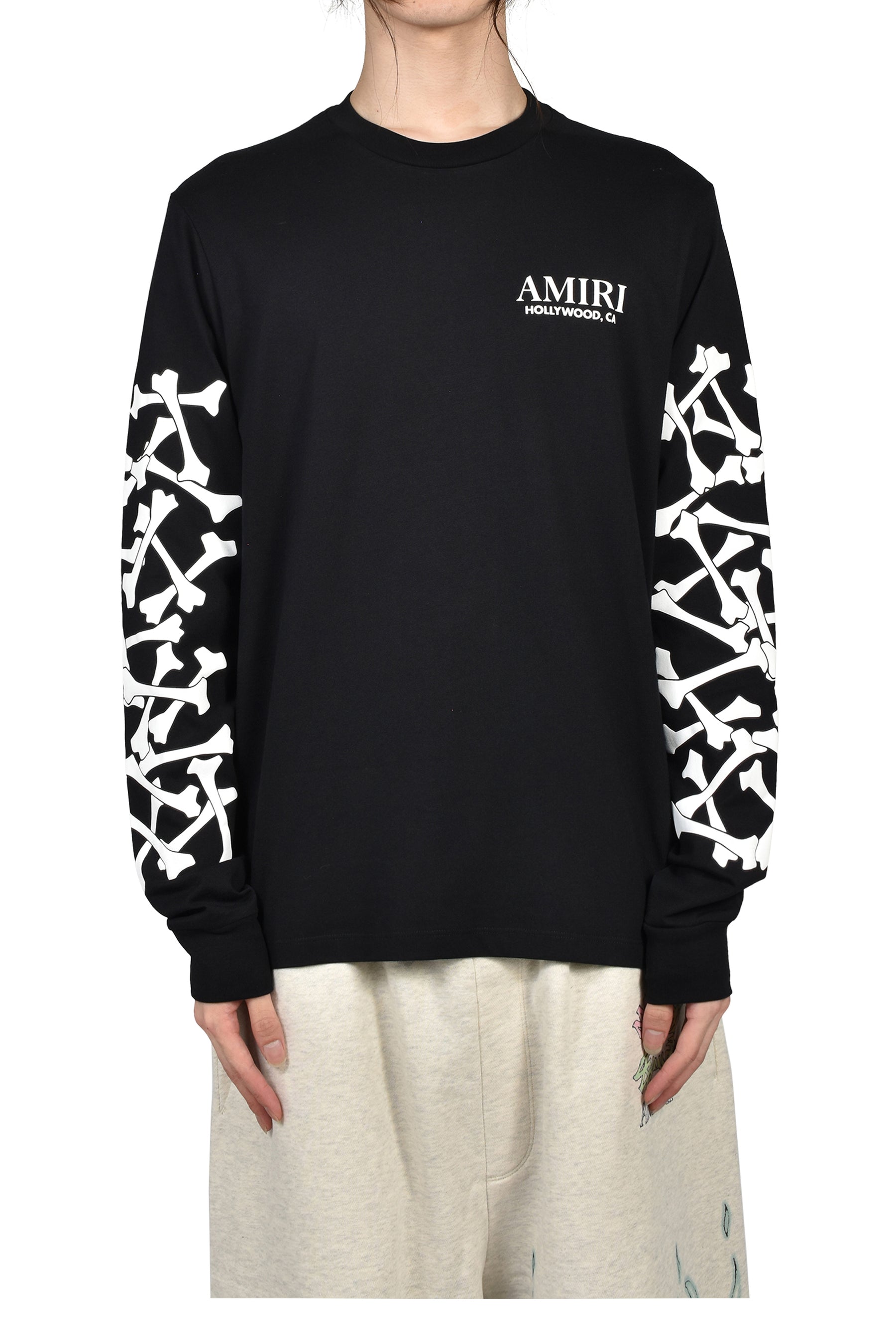 BONES STACKED L/S TEE / BLK