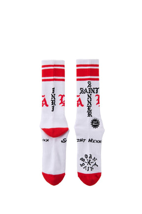 BR_SOCKS/ST SINNER / WHT RED