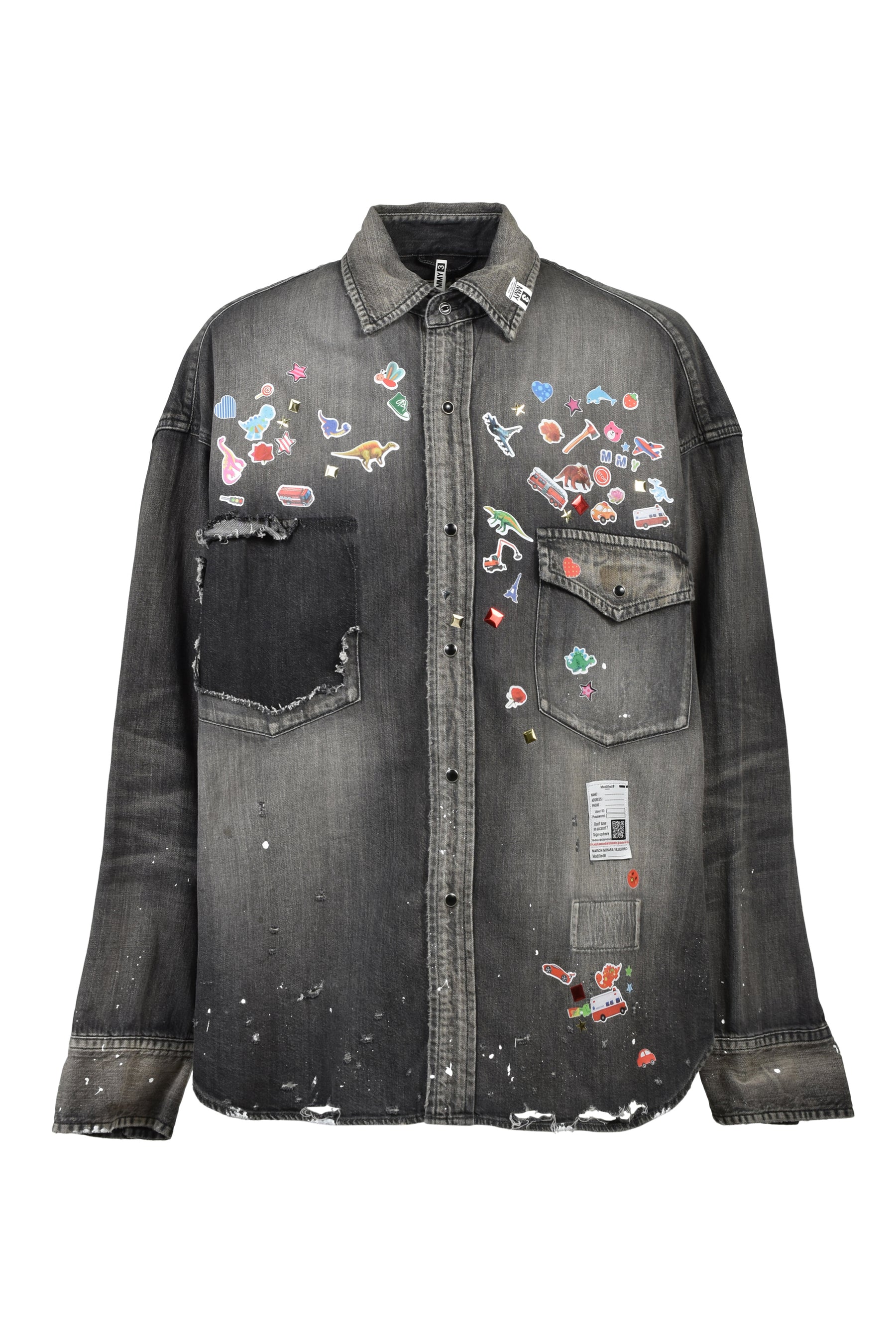 Maison MIHARA YASUHIRO DENIM SHIRTS W STICKER / BLK