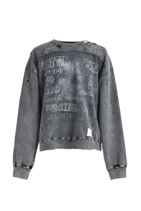 BLEACHED PULLOVER / BLK