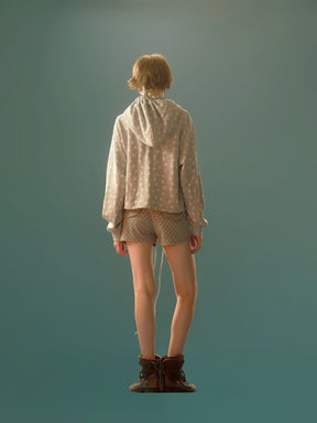 STAR JACQUARD HOODED SWEATSHIRT / GRY