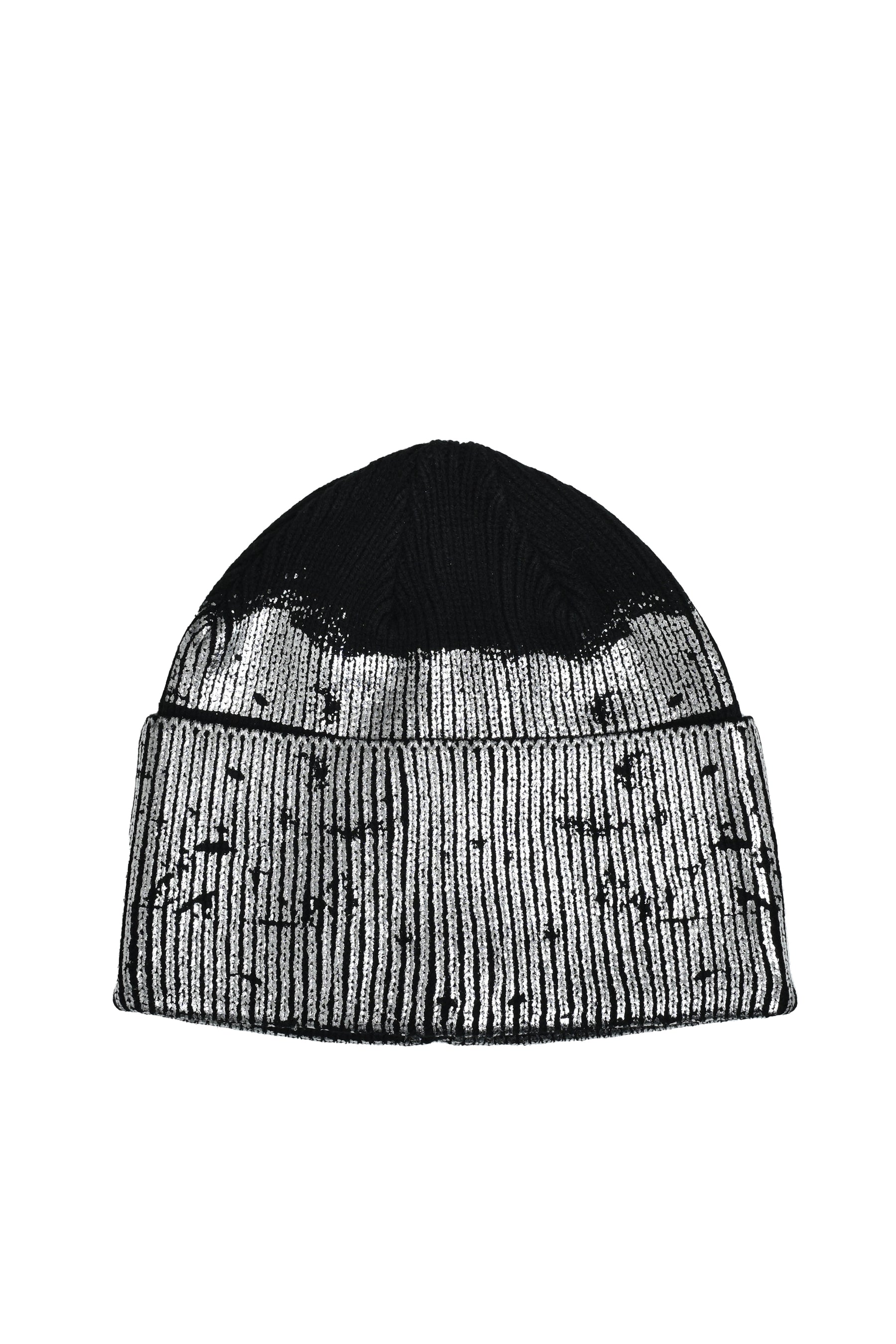 FOIL PRINT KNIT CAP / BLACK